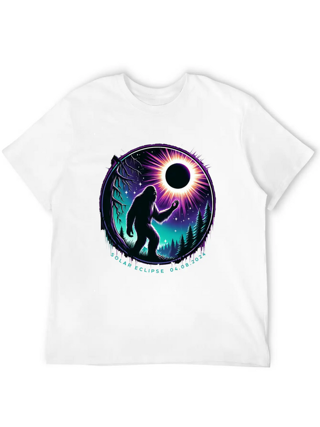 Bigfoot Total Solar Eclipse 2024 Lightweight Cotton T-Shirt – Daily Comfort Graphic Shirt
