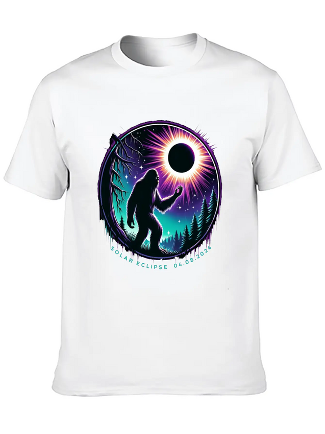 Bigfoot Total Solar Eclipse 2024 Lightweight Cotton T-Shirt – Daily Comfort Graphic Shirt
