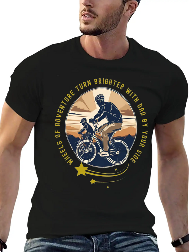 Biking With Dad Lightweight Cotton T-Shirt – Daily Comfort Graphic Shirt