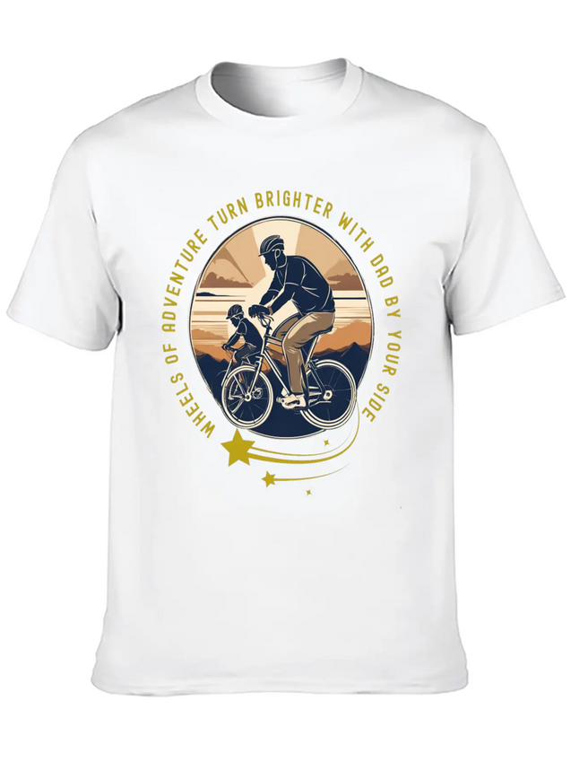 Biking With Dad Lightweight Cotton T-Shirt – Daily Comfort Graphic Shirt