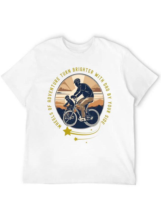 Biking With Dad Lightweight Cotton T-Shirt – Daily Comfort Graphic Shirt
