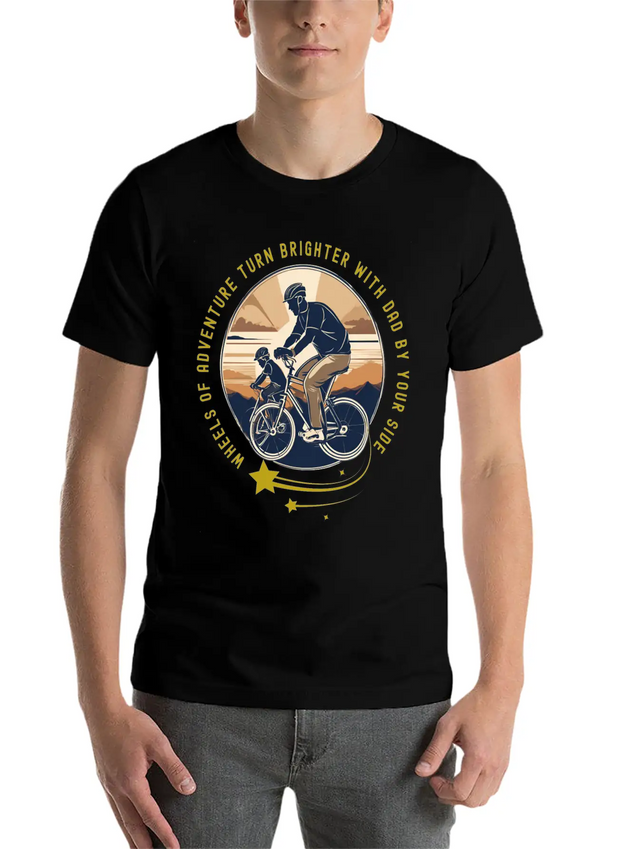 Biking With Dad Lightweight Cotton T-Shirt – Daily Comfort Graphic Shirt