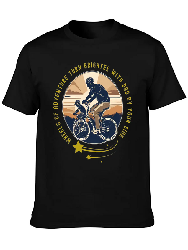 Biking With Dad Lightweight Cotton T-Shirt – Daily Comfort Graphic Shirt