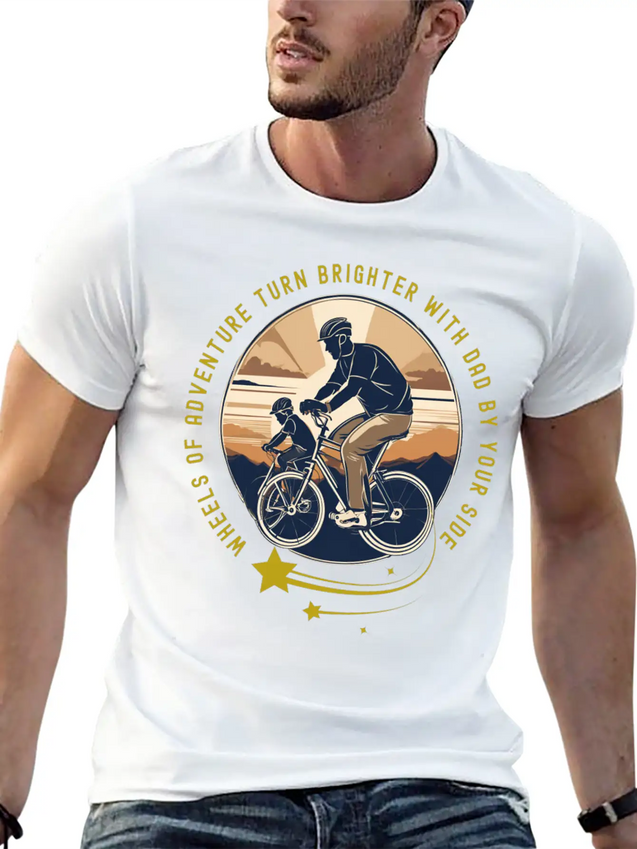 Biking With Dad Lightweight Cotton T-Shirt – Daily Comfort Graphic Shirt