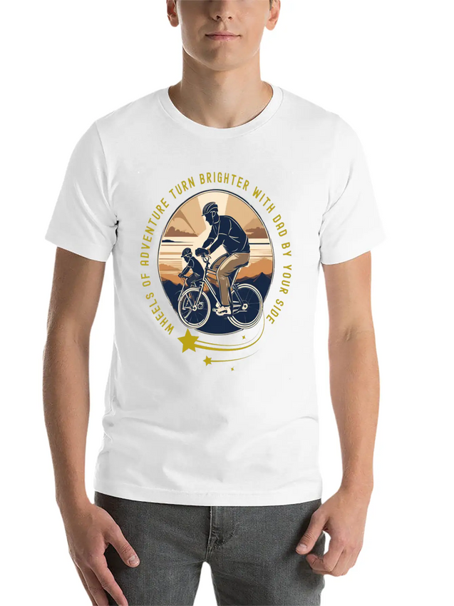 Biking With Dad Lightweight Cotton T-Shirt – Daily Comfort Graphic Shirt