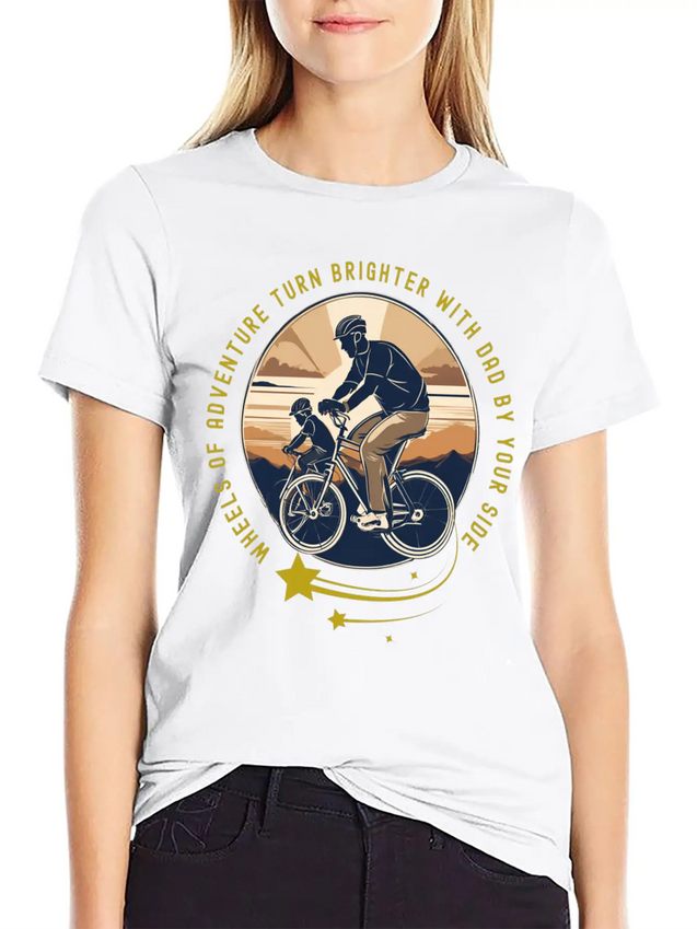Biking With Dad Lightweight Cotton T-Shirt – Daily Comfort Graphic Shirt