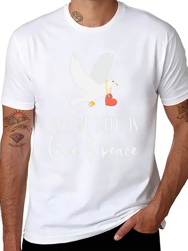 Bird Lover Freedom Love & Peace Lightweight Cotton T-Shirt – Daily Comfort Graphic Shirt
