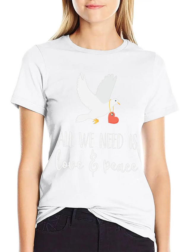Bird Lover Freedom Love & Peace Lightweight Cotton T-Shirt – Daily Comfort Graphic Shirt