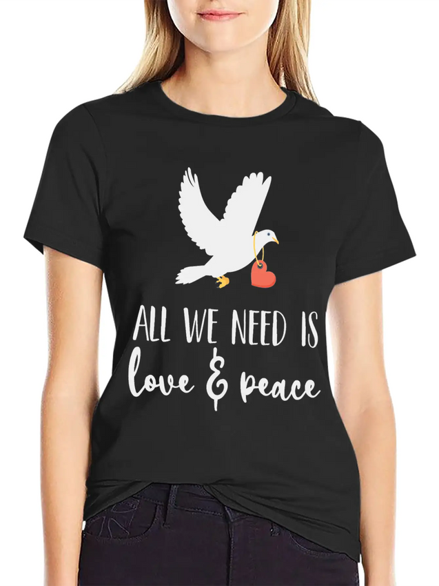 Bird Lover Freedom Love & Peace Lightweight Cotton T-Shirt – Daily Comfort Graphic Shirt