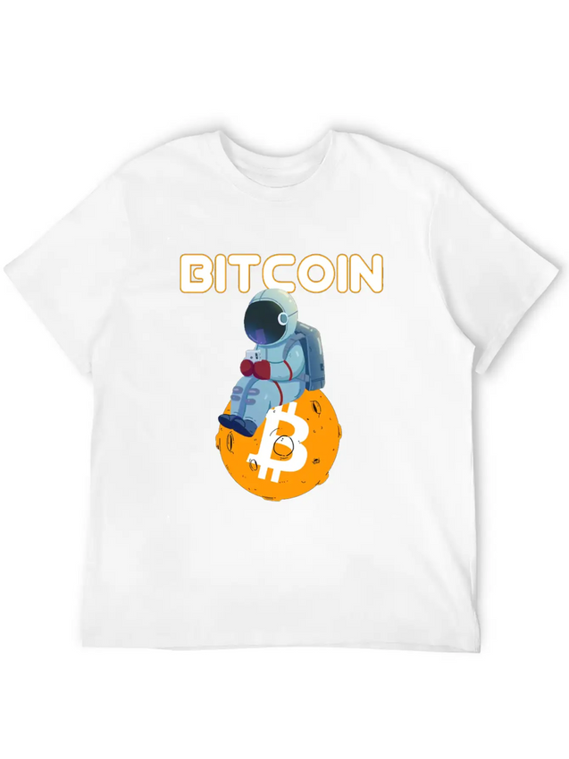 Bitcoin Coin-Crypto Astronaut IN THE MOON Lightweight Cotton T-Shirt – Daily Comfort Graphic Shirt
