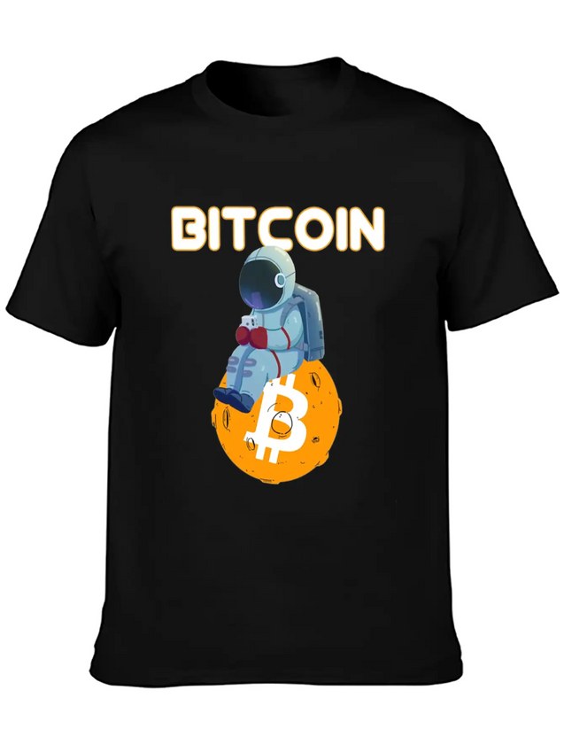Bitcoin Coin-Crypto Astronaut IN THE MOON Lightweight Cotton T-Shirt – Daily Comfort Graphic Shirt