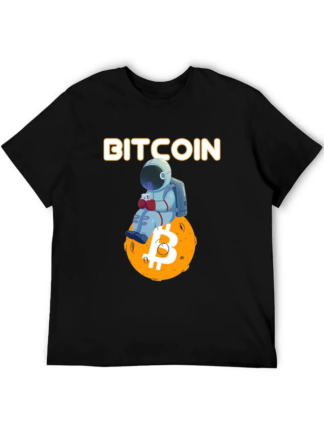 Bitcoin Coin-Crypto Astronaut IN THE MOON Lightweight Cotton T-Shirt – Daily Comfort Graphic Shirt