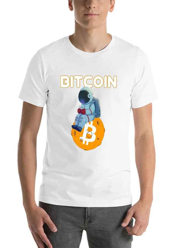 Bitcoin Coin-Crypto Astronaut IN THE MOON Lightweight Cotton T-Shirt – Daily Comfort Graphic Shirt