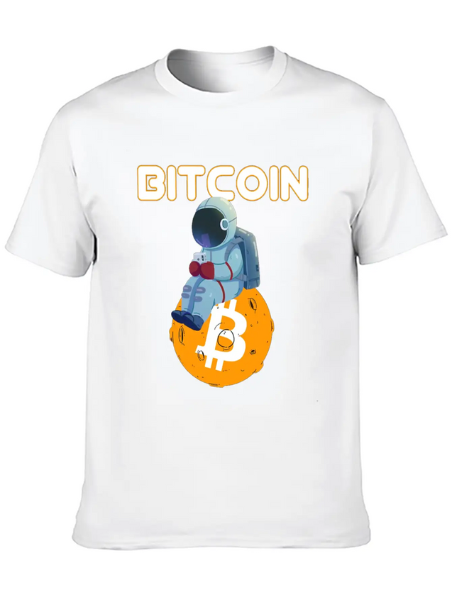 Bitcoin Coin-Crypto Astronaut IN THE MOON Lightweight Cotton T-Shirt – Daily Comfort Graphic Shirt