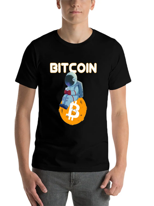 Bitcoin Coin-Crypto Astronaut IN THE MOON Lightweight Cotton T-Shirt – Daily Comfort Graphic Shirt