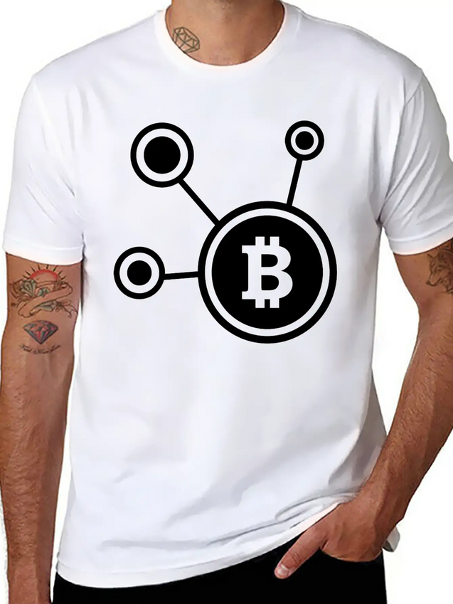 Bitcoin, Symbol, Sign, Cryptos, BTC, Logo, ETH Lightweight Cotton T-Shirt – Daily Comfort Graphic Shirt