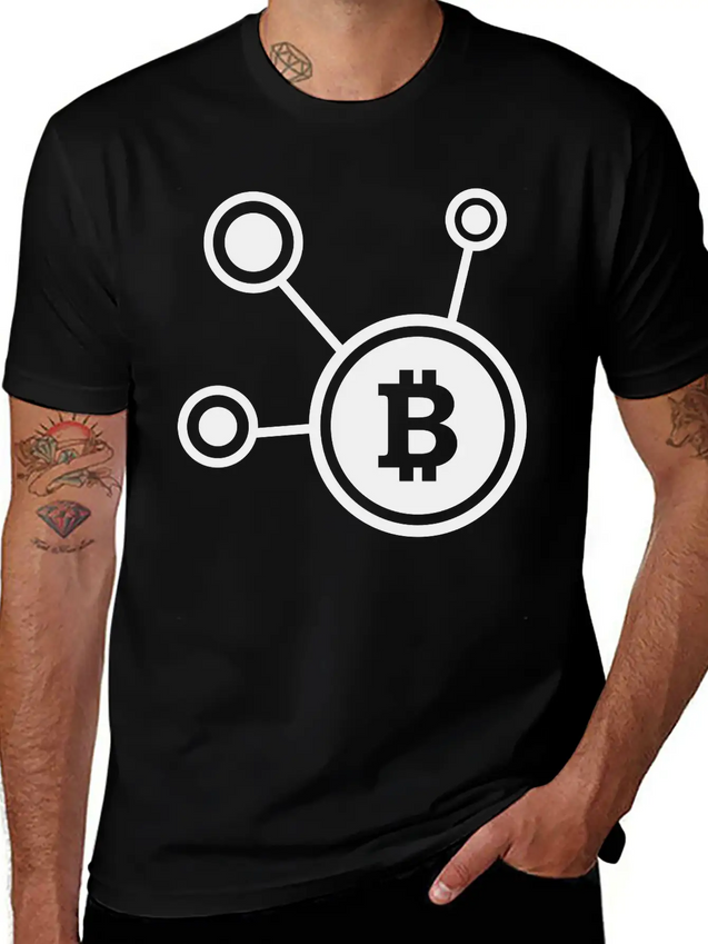 Bitcoin, Symbol, Sign, Cryptos, BTC, Logo, ETH Lightweight Cotton T-Shirt – Daily Comfort Graphic Shirt