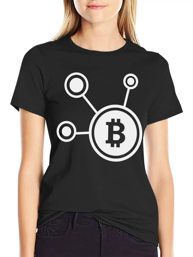 Bitcoin, Symbol, Sign, Cryptos, BTC, Logo, ETH Lightweight Cotton T-Shirt – Daily Comfort Graphic Shirt