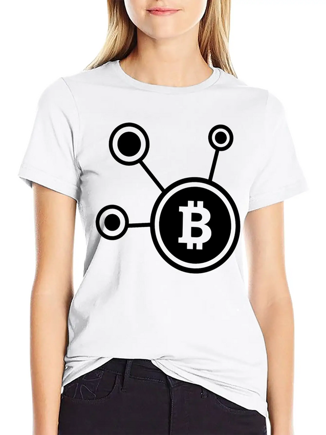 Bitcoin, Symbol, Sign, Cryptos, BTC, Logo, ETH Lightweight Cotton T-Shirt – Daily Comfort Graphic Shirt