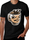 Black Coffee Cup Face Morning Tired Lightweight Cotton T-Shirt – Daily Comfort Graphic Shirt