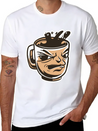 Black Coffee Cup Face Morning Tired Lightweight Cotton T-Shirt – Daily Comfort Graphic Shirt