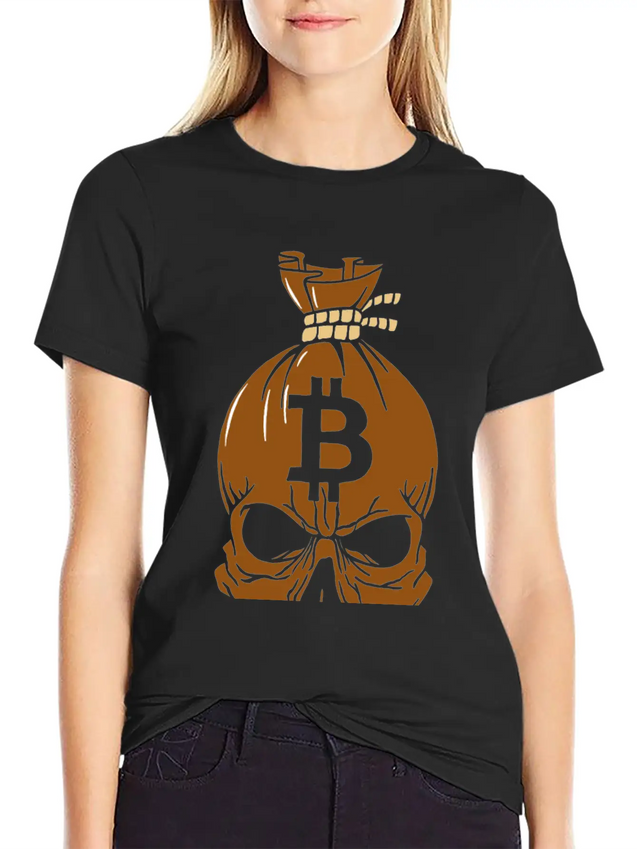Blockchain Skull Lightweight Cotton T-Shirt – Daily Comfort Graphic Shirt
