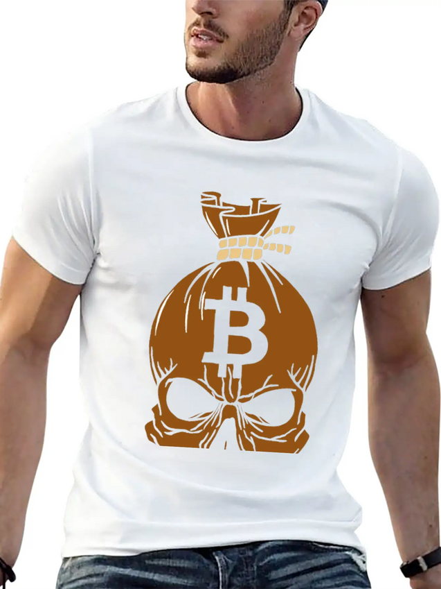 Blockchain Skull Lightweight Cotton T-Shirt – Daily Comfort Graphic Shirt