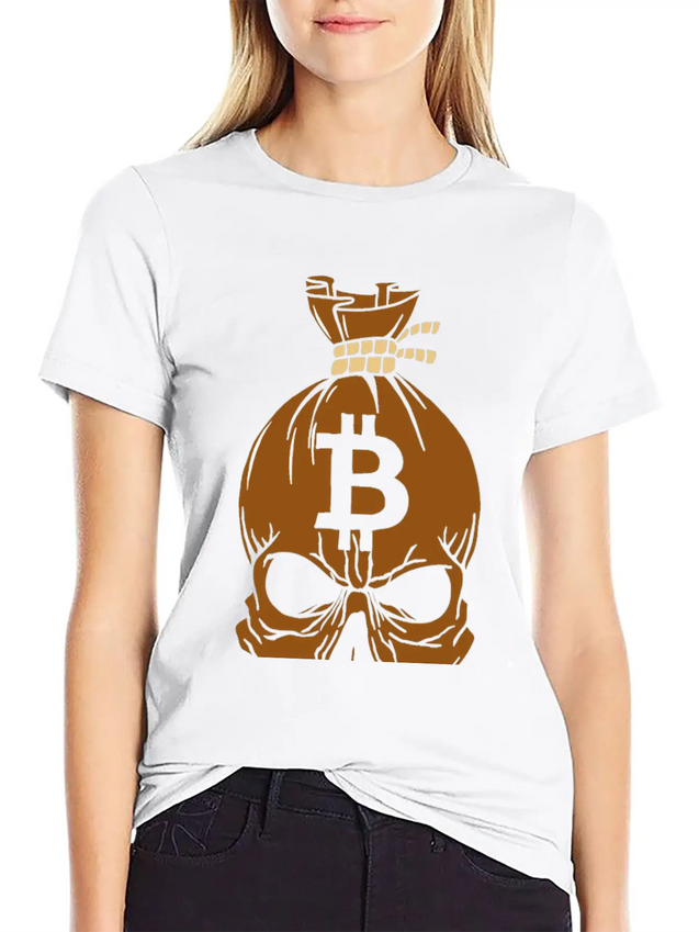 Blockchain Skull Lightweight Cotton T-Shirt – Daily Comfort Graphic Shirt