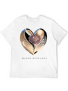 Bloom With Love Gold Heart And Flower Lightweight Cotton T-Shirt – Daily Comfort Graphic Shirt