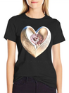 Bloom With Love Gold Heart And Flower Lightweight Cotton T-Shirt – Daily Comfort Graphic Shirt