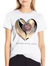 Bloom With Love Gold Heart And Flower Lightweight Cotton T-Shirt – Daily Comfort Graphic Shirt