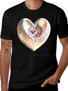 Bloom With Love Gold Heart And Flower Lightweight Cotton T-Shirt – Daily Comfort Graphic Shirt