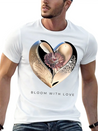 Bloom With Love Gold Heart And Flower Lightweight Cotton T-Shirt – Daily Comfort Graphic Shirt