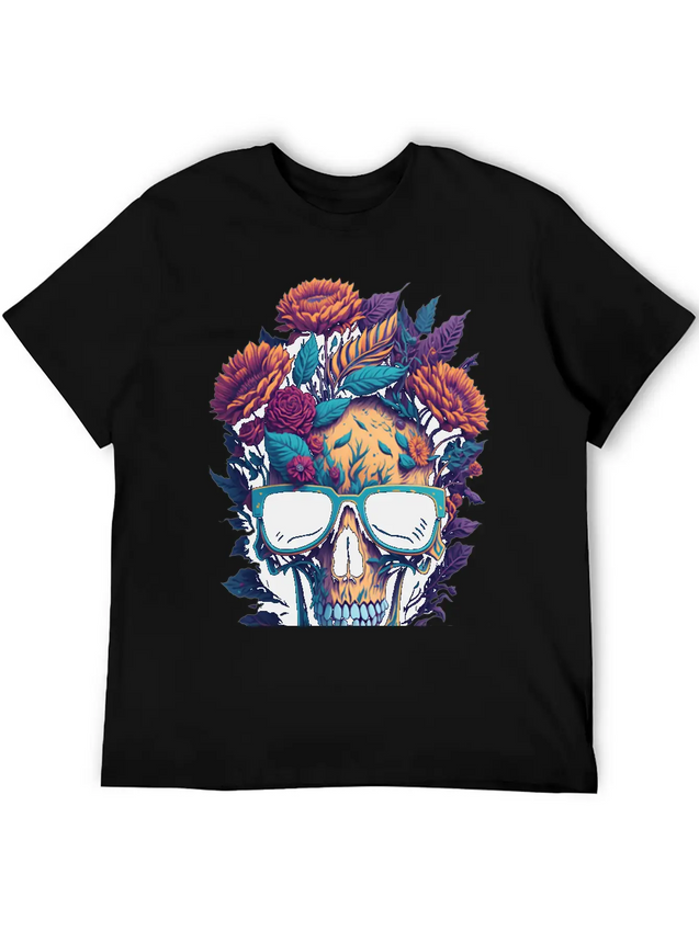 Blooms 'n Bones Lightweight Cotton T-Shirt – Daily Comfort Graphic Shirt