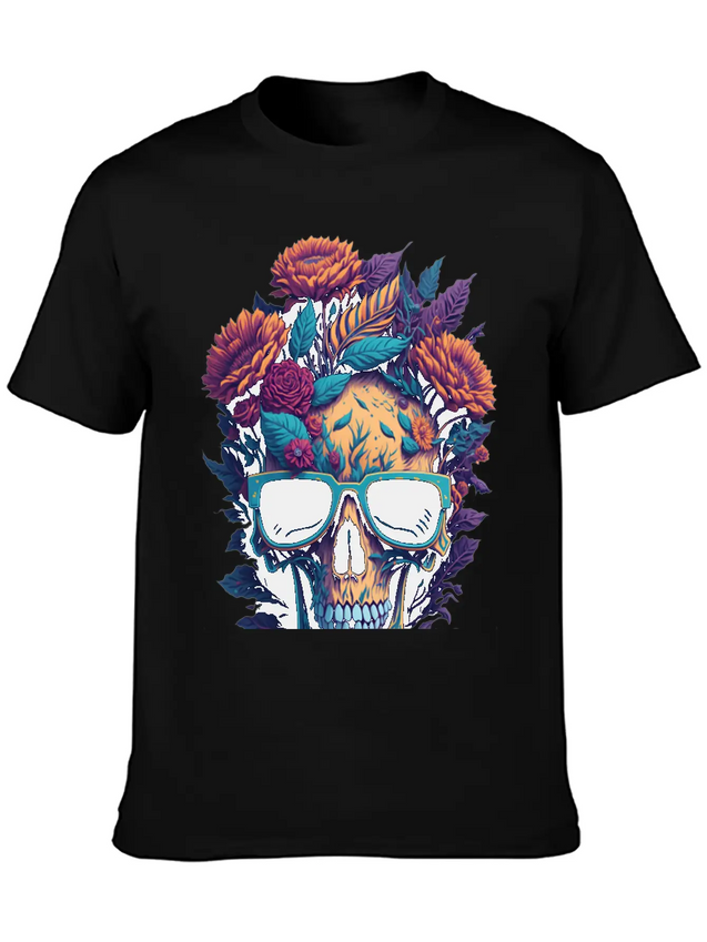 Blooms 'n Bones Lightweight Cotton T-Shirt – Daily Comfort Graphic Shirt
