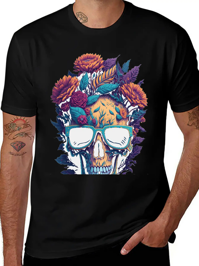 Blooms 'n Bones Lightweight Cotton T-Shirt – Daily Comfort Graphic Shirt