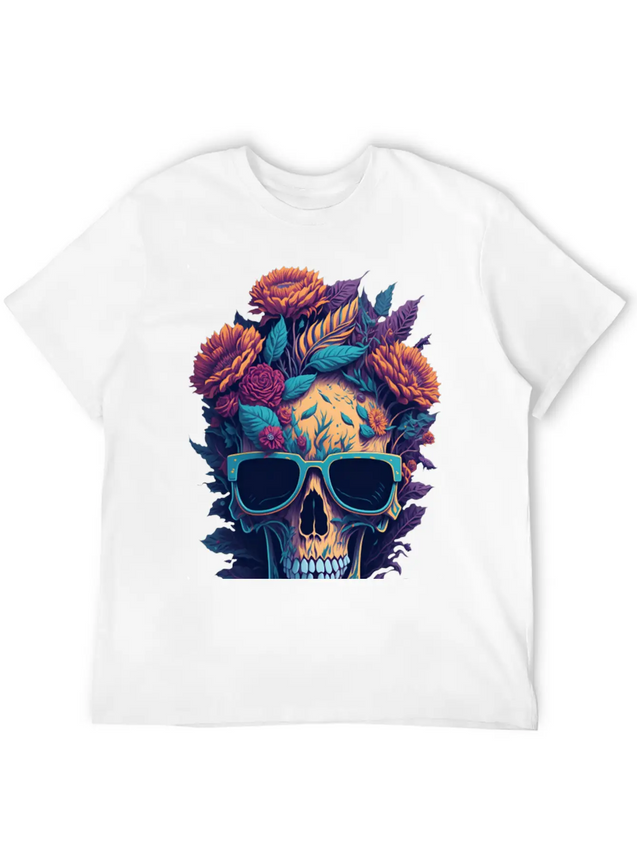 Blooms 'n Bones Lightweight Cotton T-Shirt – Daily Comfort Graphic Shirt