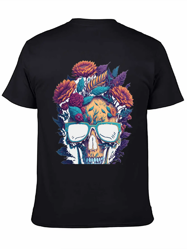 Blooms 'n Bones Lightweight Cotton T-Shirt – Daily Comfort Graphic Shirt