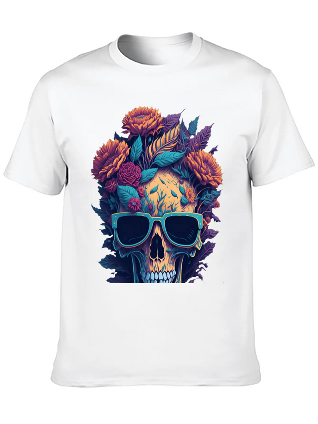 Blooms 'n Bones Lightweight Cotton T-Shirt – Daily Comfort Graphic Shirt