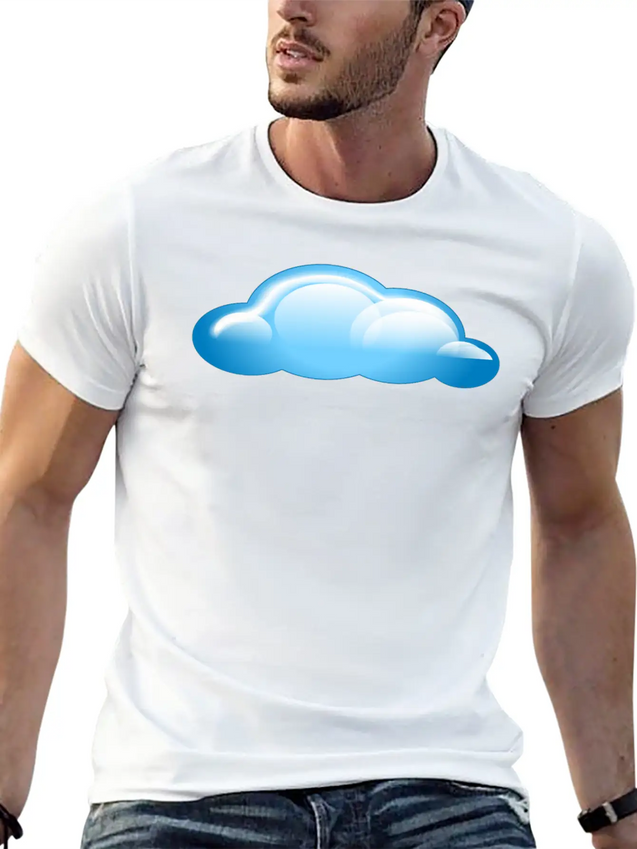 Blue Cloud Lightweight Cotton T-Shirt – Daily Comfort Graphic Shirt