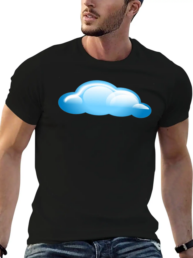 Blue Cloud Lightweight Cotton T-Shirt – Daily Comfort Graphic Shirt