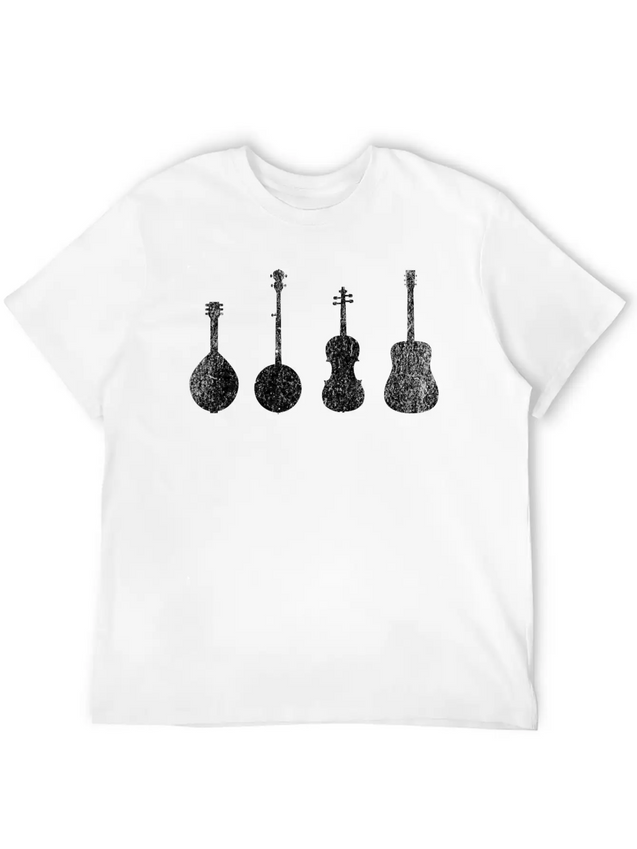 Bluegrass Music Instruments Minimalist Lightweight Cotton T-Shirt – Daily Comfort Graphic Shirt