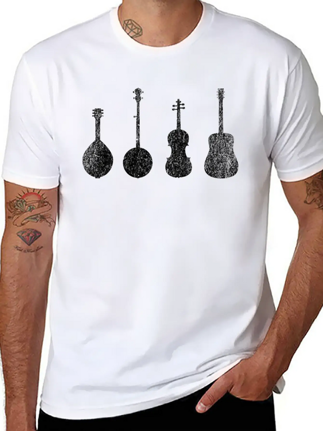 Bluegrass Music Instruments Minimalist Lightweight Cotton T-Shirt – Daily Comfort Graphic Shirt