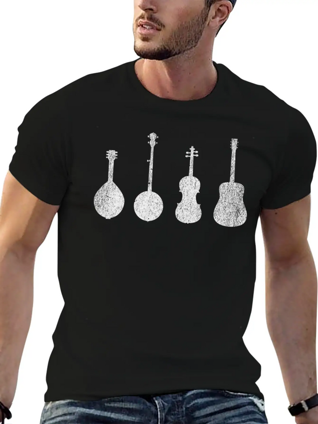 Bluegrass Music Instruments Minimalist Lightweight Cotton T-Shirt – Daily Comfort Graphic Shirt
