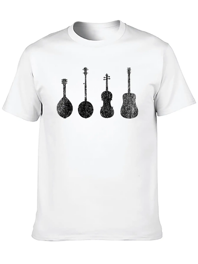 Bluegrass Music Instruments Minimalist Lightweight Cotton T-Shirt – Daily Comfort Graphic Shirt