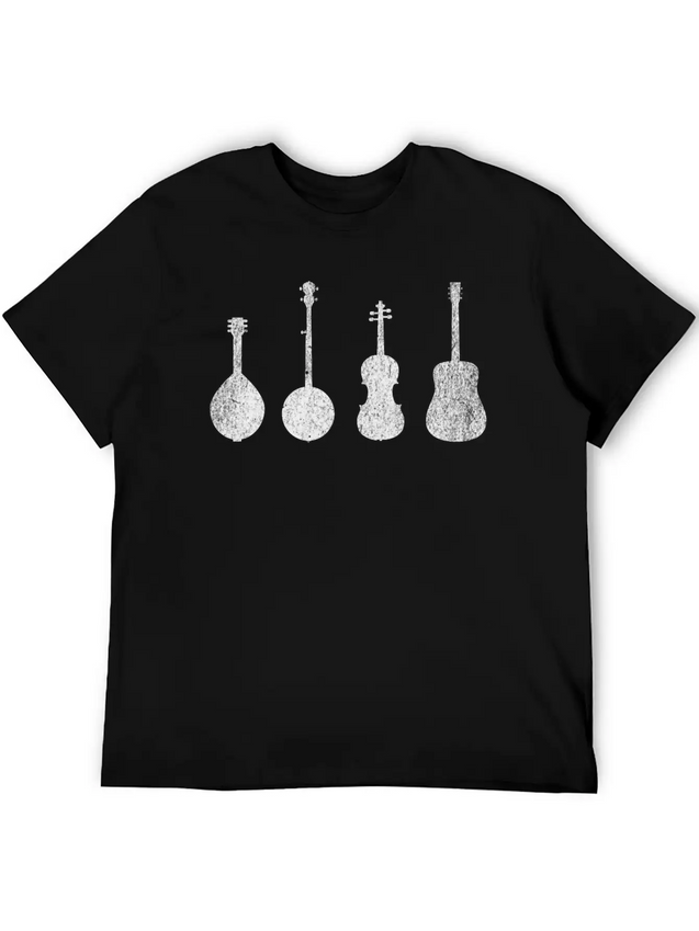 Bluegrass Music Instruments Minimalist Lightweight Cotton T-Shirt – Daily Comfort Graphic Shirt