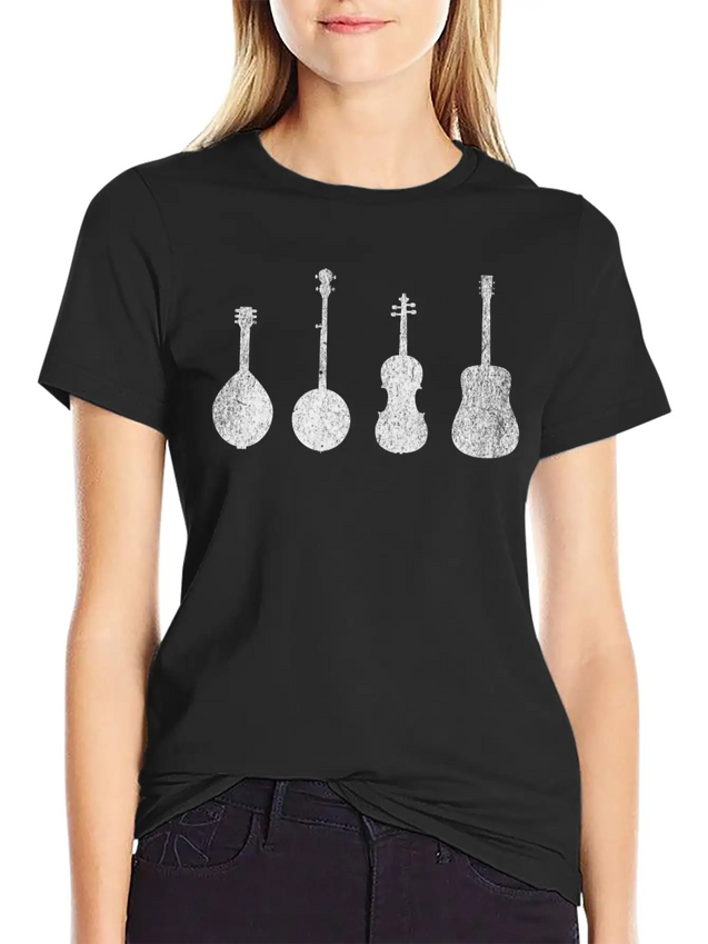 Bluegrass Music Instruments Minimalist Lightweight Cotton T-Shirt – Daily Comfort Graphic Shirt