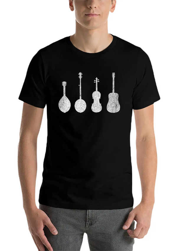 Bluegrass Music Instruments Minimalist Lightweight Cotton T-Shirt – Daily Comfort Graphic Shirt