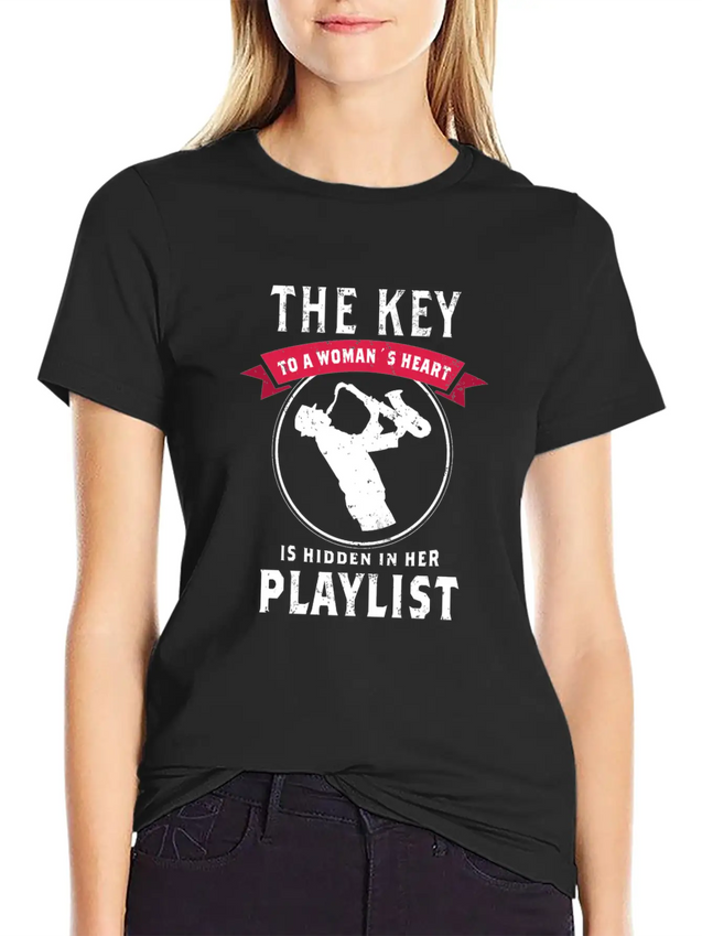Blues Saxophone Design For Blues Girl Lightweight Cotton T-Shirt – Daily Comfort Graphic Shirt