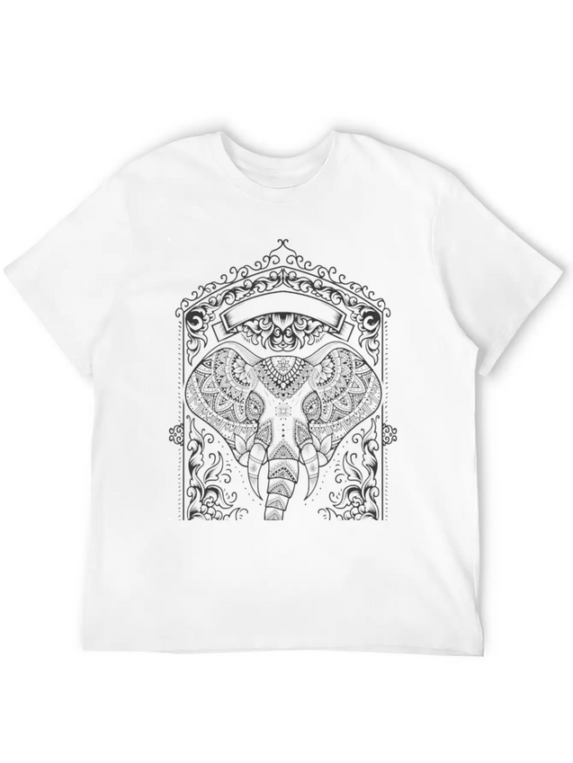 Boho Elephant Design Lightweight Cotton T-Shirt – Daily Comfort Graphic Shirt